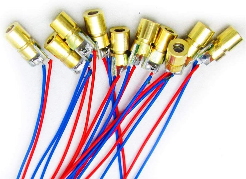 hiBCTR 10 Pieces 5V 650nm 5mW Red Dot Laser Head Red Laser Diode with Leads, 6mm Outer Diameter - Image 1